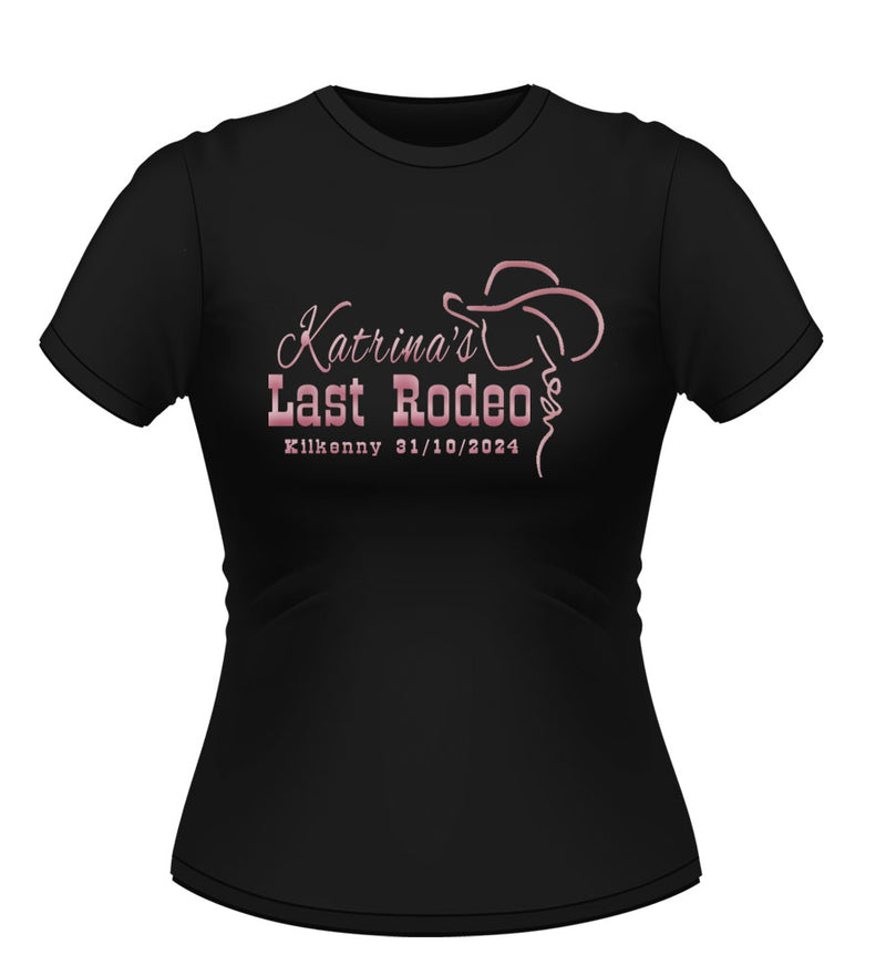 Cowgirl Theme Last Rodeo Personalised Hen Party Tshirt