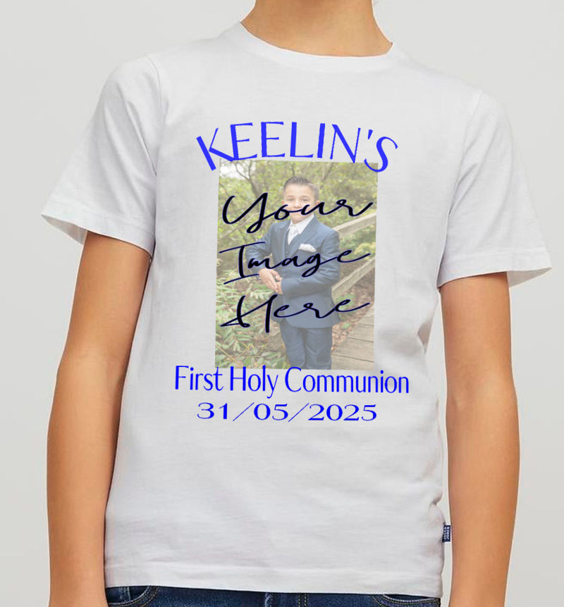 Personalised Boys Communion/Confirmation Tshirt with Photo