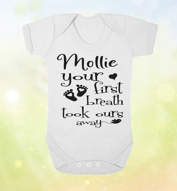 'You took Our Breath Away' Personalised Baby Vest