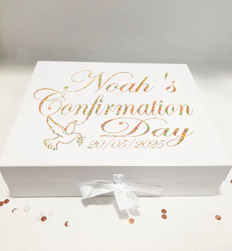 Luxury Personalised Confirmation Gift Box Dove Design