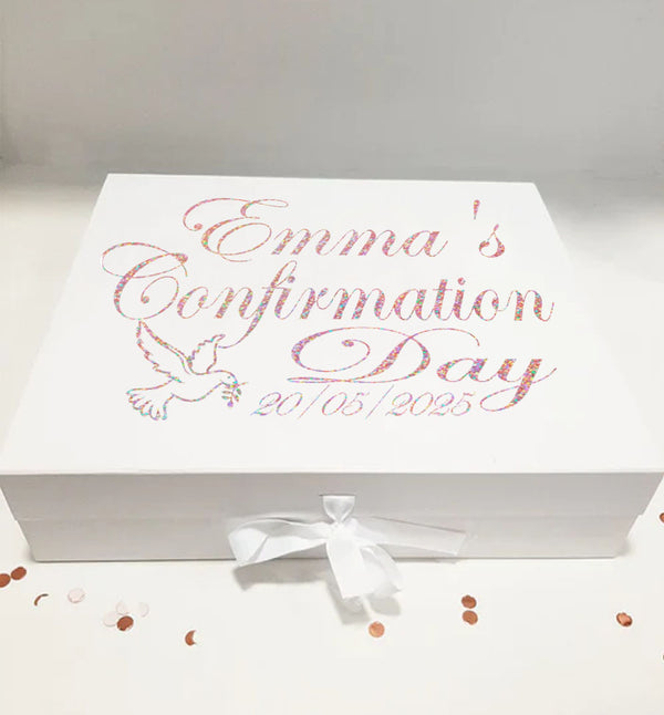 Luxury Personalised Confirmation Gift Box Dove Design