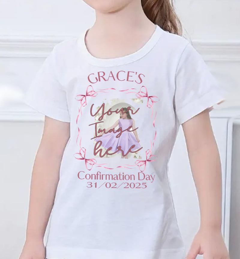 Personalised Girls Communion/Confirmation Tshirt with Photo