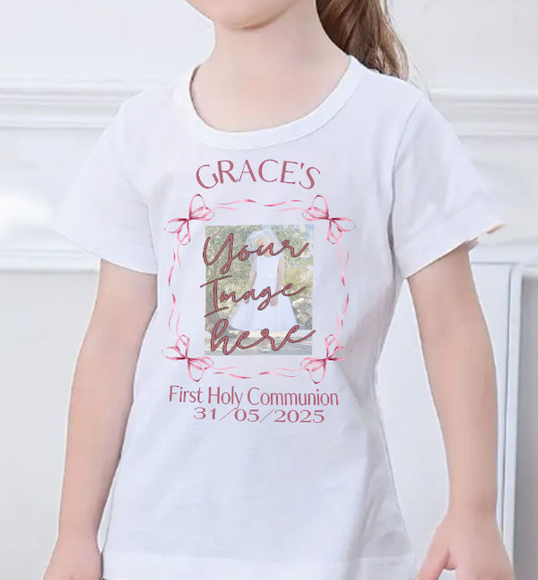 Personalised Girls Communion/Confirmation Tshirt with Photo