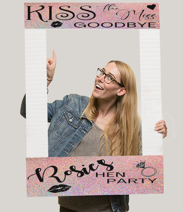 Kiss the MISS Goodbye! fun Personalised Hen Party Selfie Frame