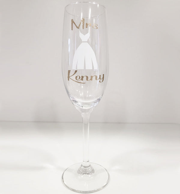 Bride MRS Personalised champagne Glass