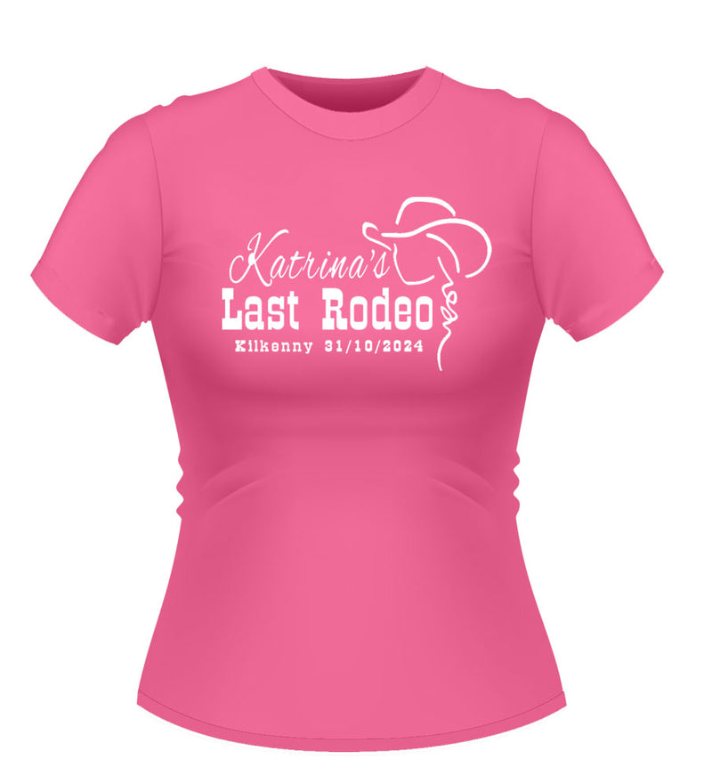 Cowgirl Theme Last Rodeo Personalised Hen Party Tshirt