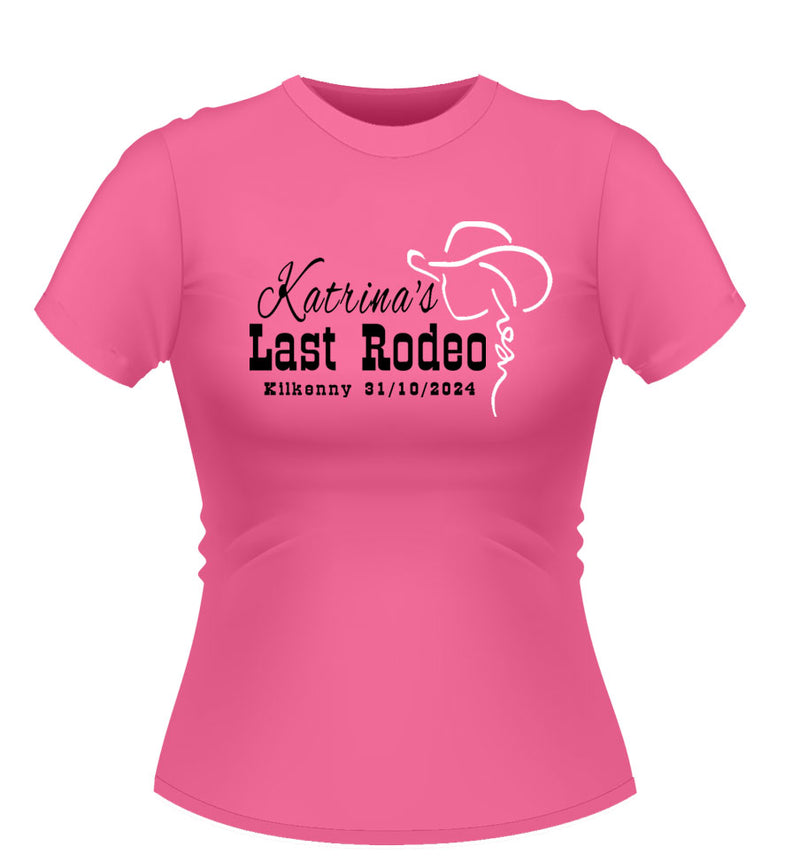 Cowgirl Theme Last Rodeo Personalised Hen Party Tshirt