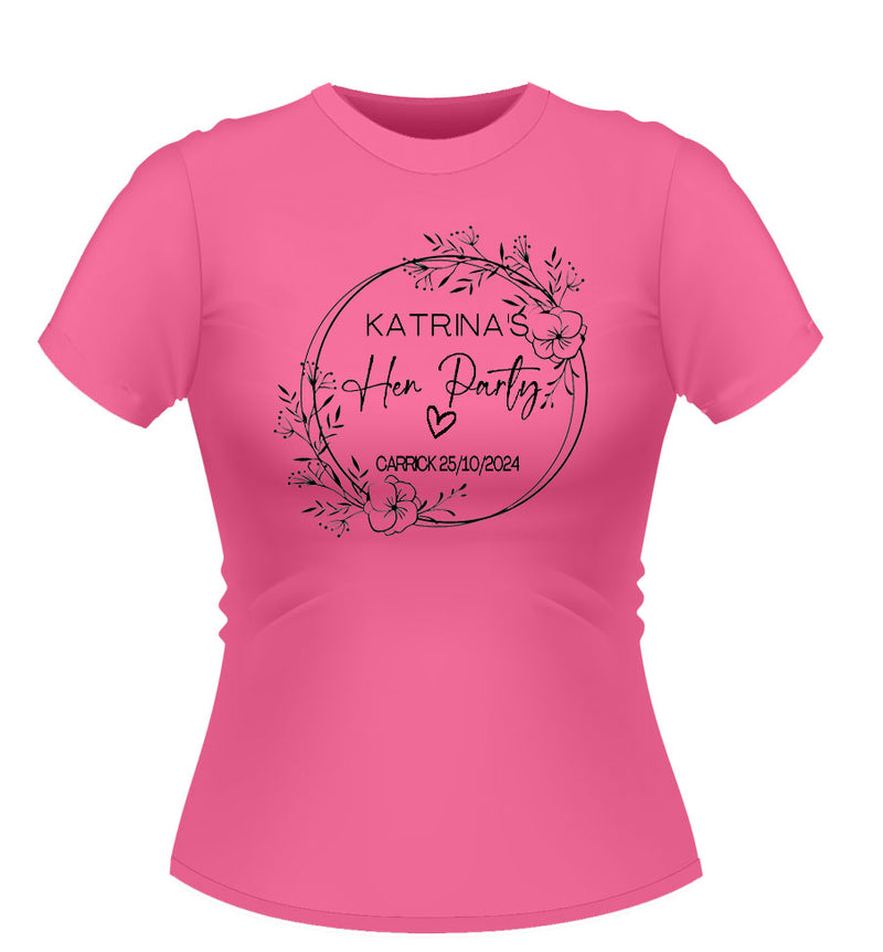 Personalised Pretty Floral Design Hen Party Tshirt