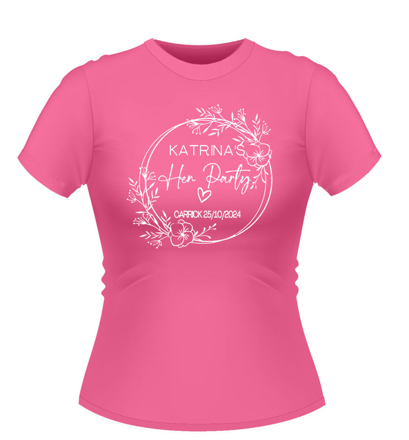 Personalised Pretty Floral Design Hen Party Tshirt