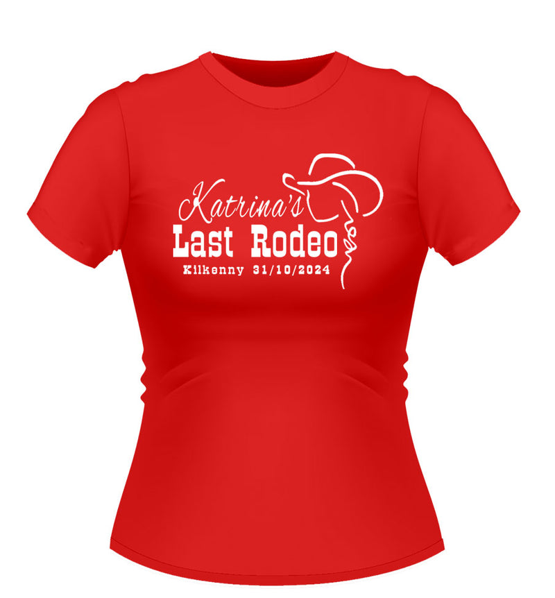 Cowgirl Theme Last Rodeo Personalised Hen Party Tshirt