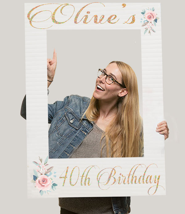 Personalised Rose Design Birthday Party Selfie Frame