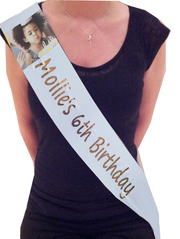 Personalised White Sash with PHOTO