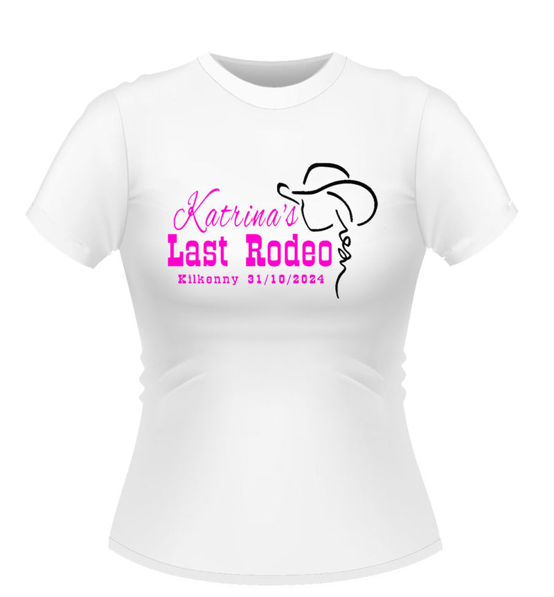 Cowgirl Theme Last Rodeo Personalised Hen Party Tshirt