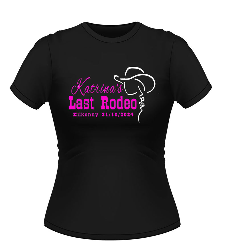 Cowgirl Theme Last Rodeo Personalised Hen Party Tshirt