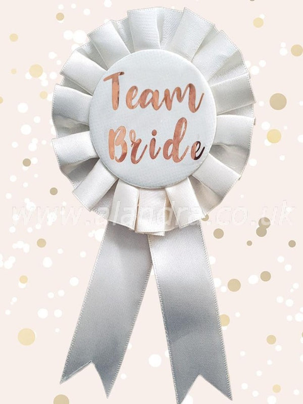 Cream And Rose Gold Team Bride Rosette Badge