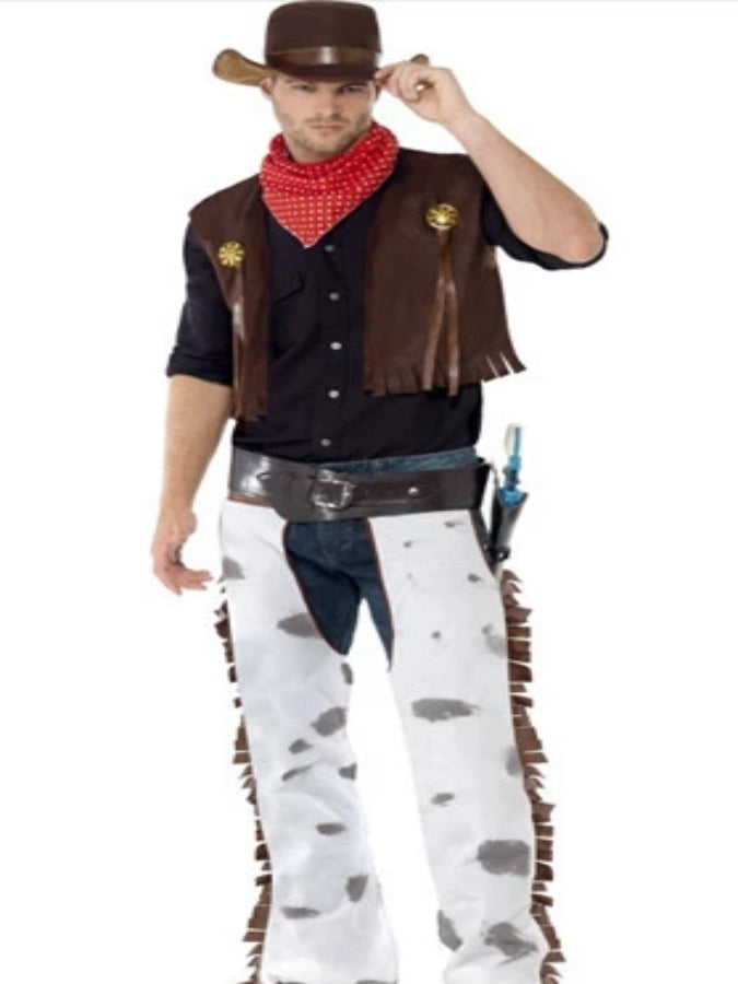 Cowboy Costume, Brown, with Waistcoat, Chaps